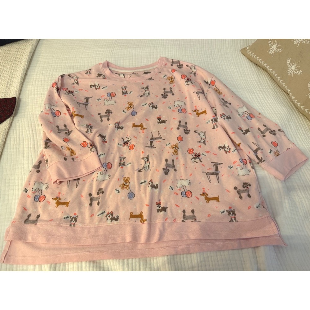 Cuddl Duds Womens 2X Pink Dog Party Print Pajama Set Joggers Long Sleeve Top - Picture 5 of 6